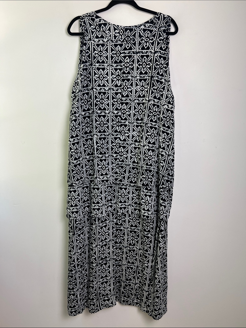 VTG NOA NOA Hawaii Medium Black White Batik Pattern Layered Handmade Maxi Dress - Picture 6 of 10